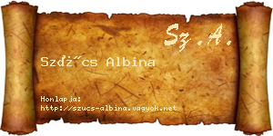 Szűcs Albina névjegykártya